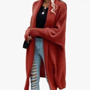New Open Front Oversized Batwing Chunky Beehive Knit Cardigan